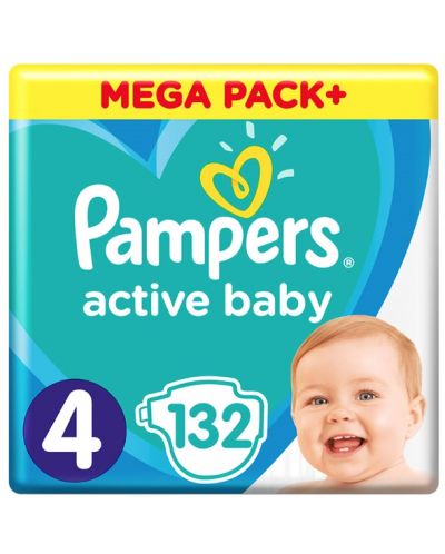 Пелени за еднократна употреба Pampers Active Baby №4 9-14 кг 132 бр