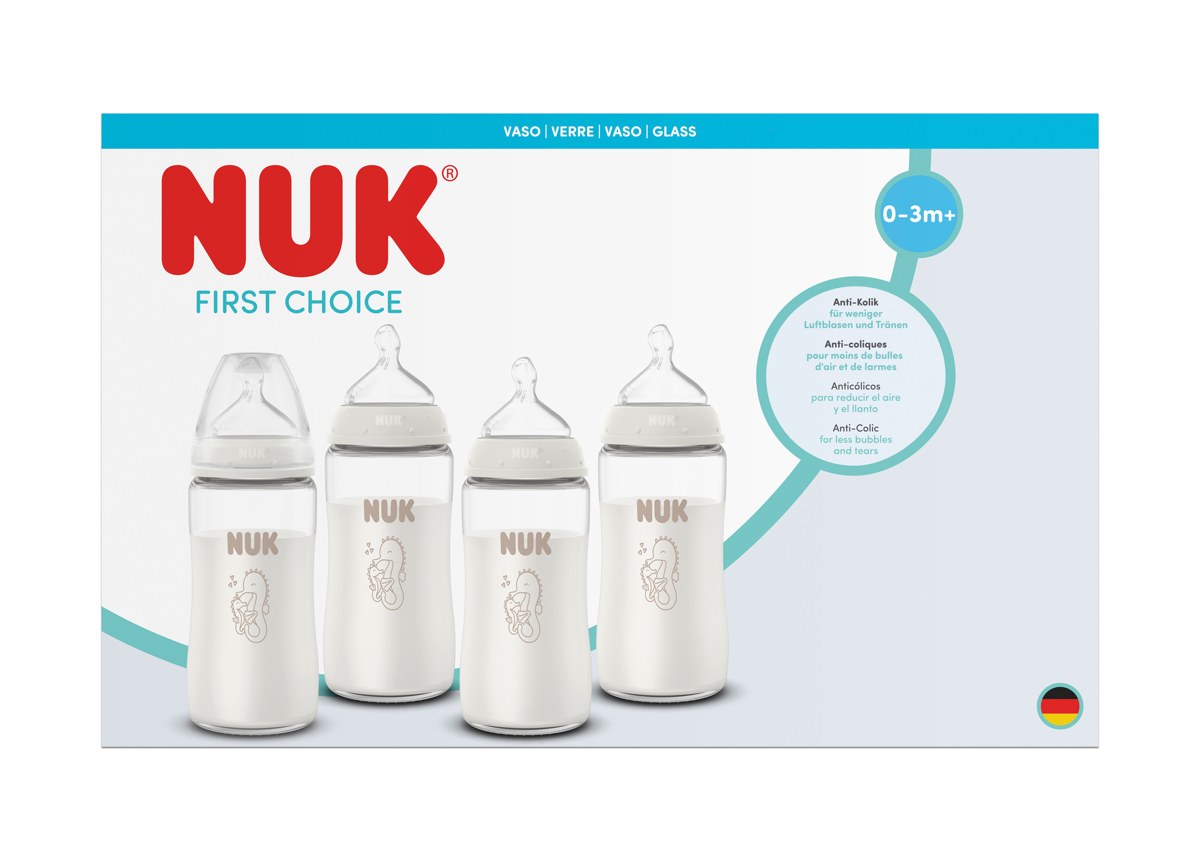 Бебешки шишета First Choice 4-Pack Glass 3m+