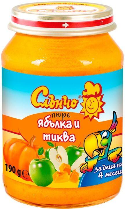 Бебешко пюре слънчо ябълка и тиква 190 г.