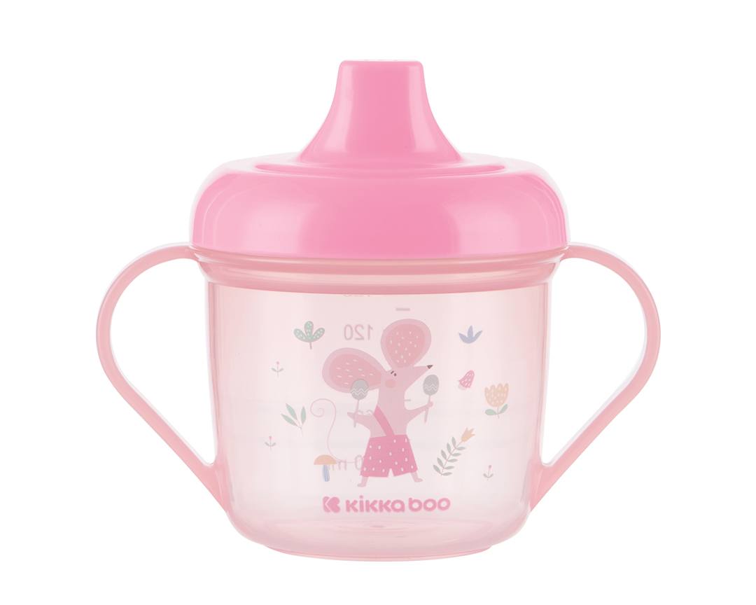 Бебешка чаша с твърд накрайник KikkaBoo Forest Party 150ml, розова