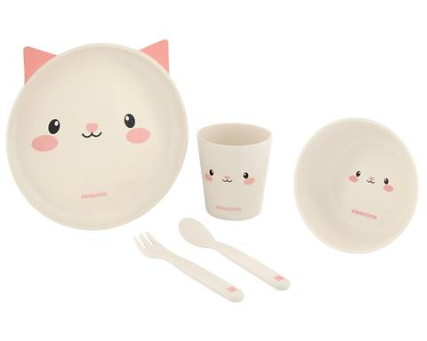 Сет за хранене бамбук Cat Pink