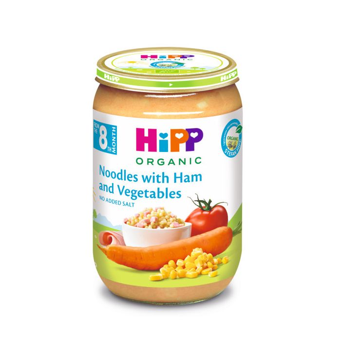 Бебешко пюре HiPP Organic Noodles with Ham and Vegetables 220 г.