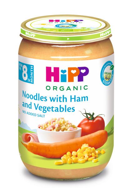 Бебешко пюре HiPP Organic Noodles with Ham and Vegetables 220 г.