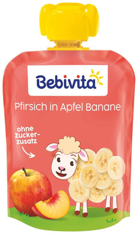 Бебешко пюре Bebivita ябълка, банан и праскова 90 г