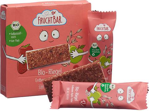 Био мюсли барове FruchtBar с ягода и ябълка 6x23 г