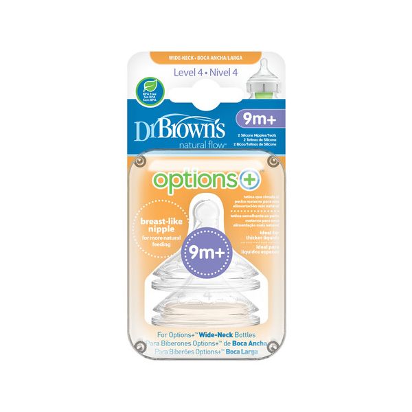 Биберони Anti-colic Nipple Level 4 Wide-Neck 2-Pack 9m+