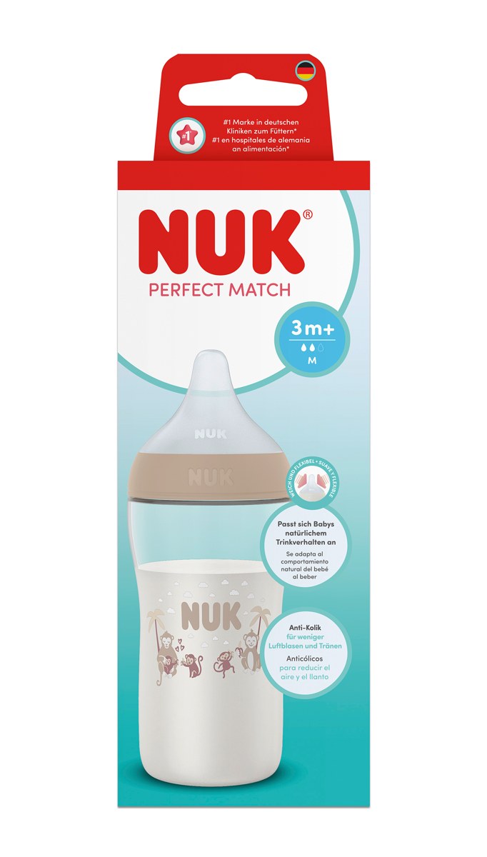 Бебешко шише за хранене NUK Perfect Match 3m+