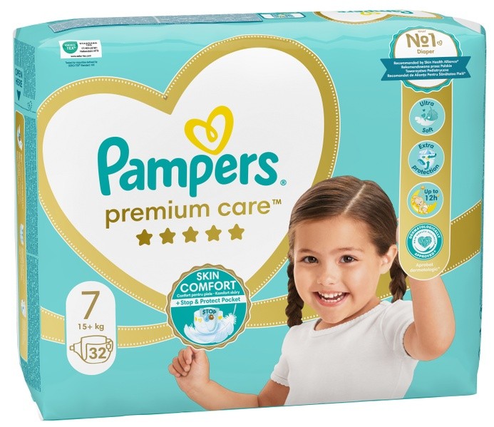 Пелени за еднократна употреба Pampers Premium Care No. 7 15+ кг 32 бр