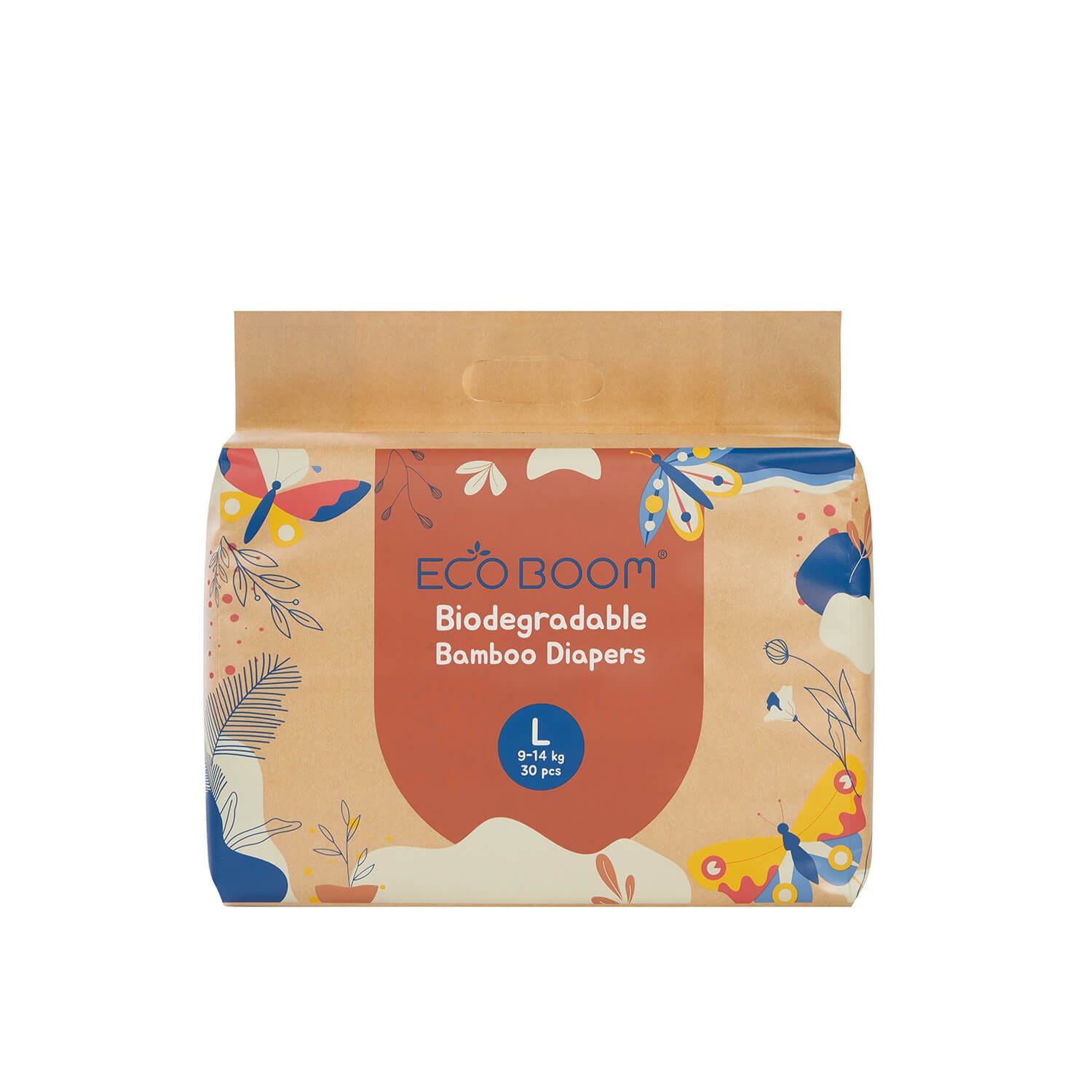 Бебешки пелени ECO BOOM Biodegradable Bamboo Diapers размер L 9-14 кг 30 бр.