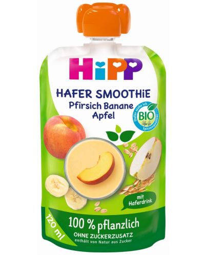 Био смути Hipp Hafer Smoothie Pfirsich Banane Apfel 120 мл