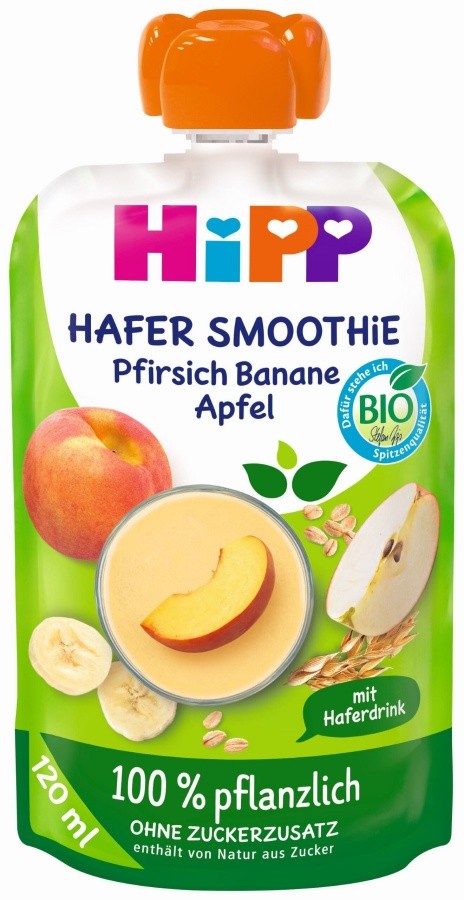 Био смути Hipp Hafer Smoothie Pfirsich Banane Apfel 120 мл