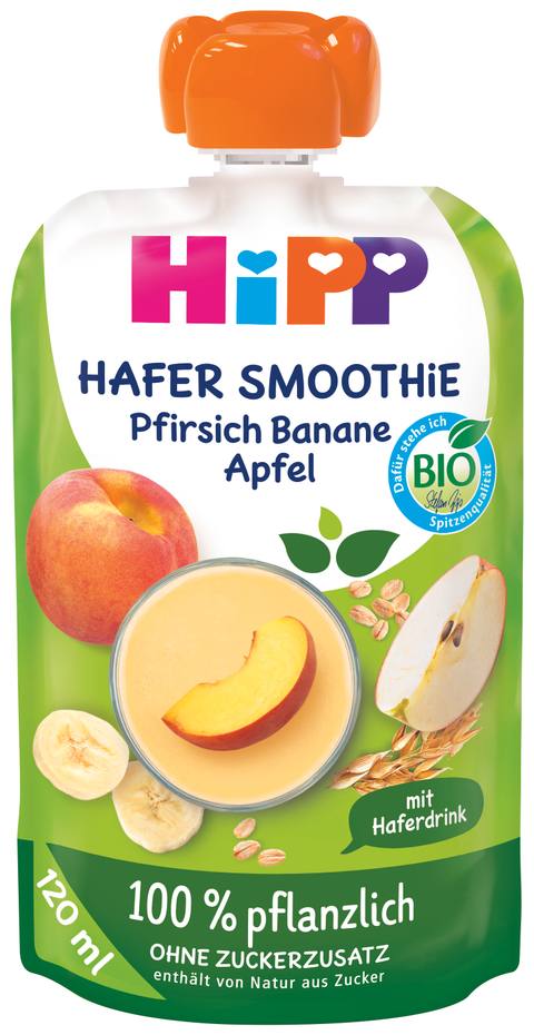 Био смути Hipp Hafer Smoothie Pfirsich Banane Apfel 120 мл.