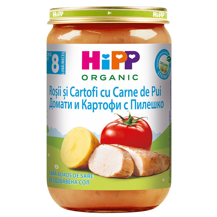Бебешко пюре HiPP Organic домати и картофи с пилешко 220 г