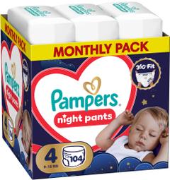Преходни гащи Pampers Night Pants размер 4 9-15 кг 104 бр