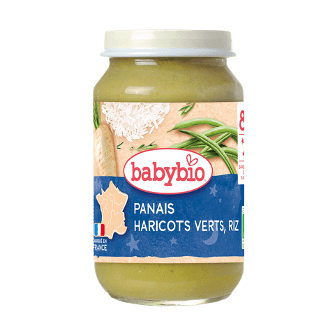 Бебешко пюре Babybio пащърнак, зелен фасул и ориз 200 г