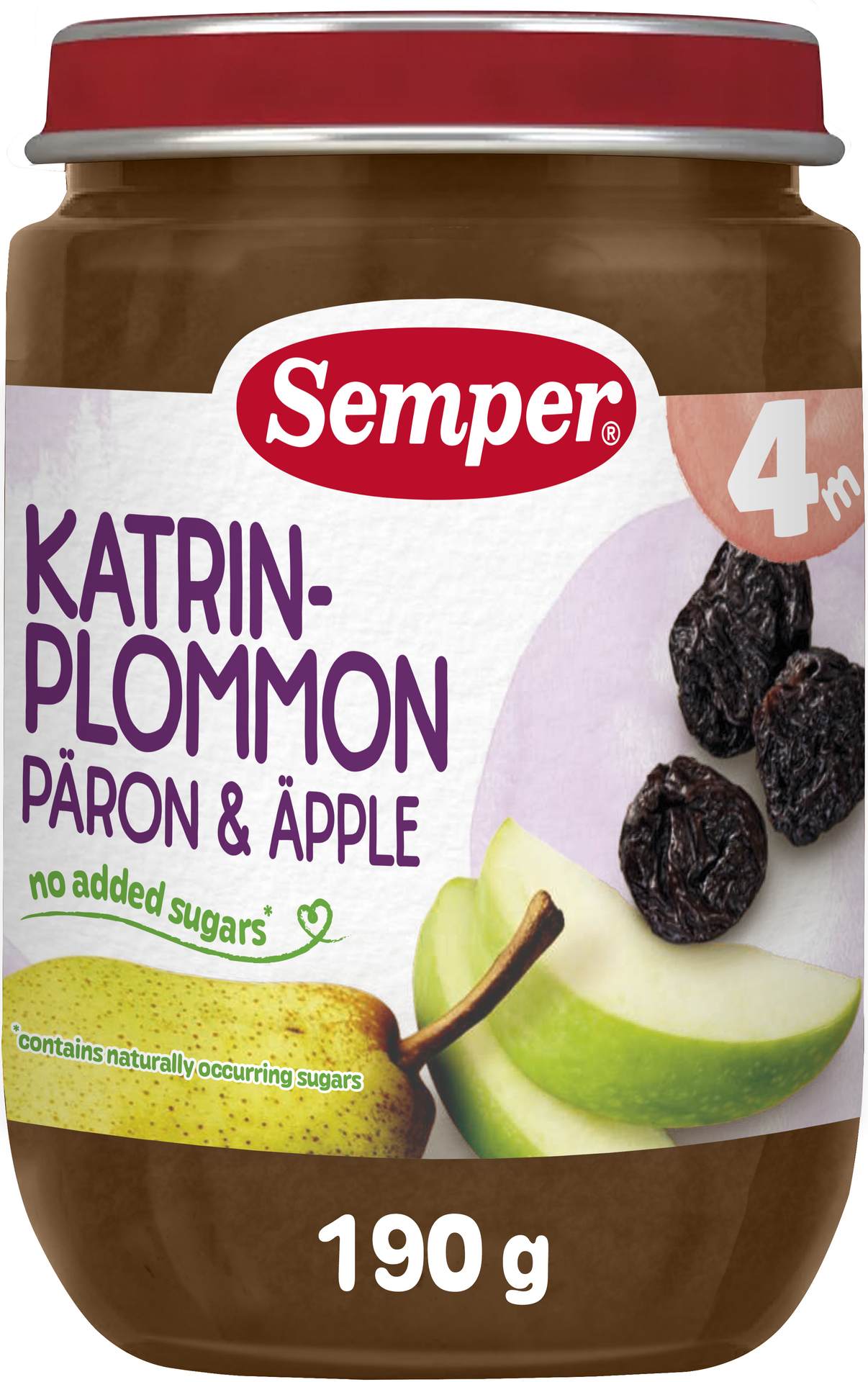 Бебешко пюре Katrinplommon Päron & Äpple 190 г.