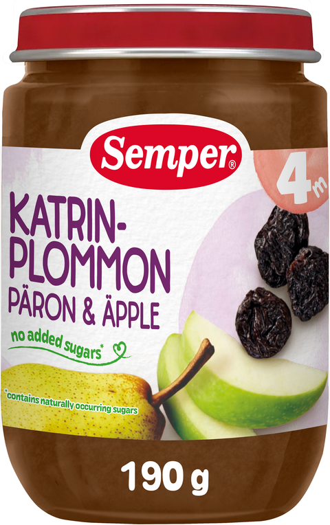 Бебешко пюре Semper сини сливи, круши и ябълки 190 г