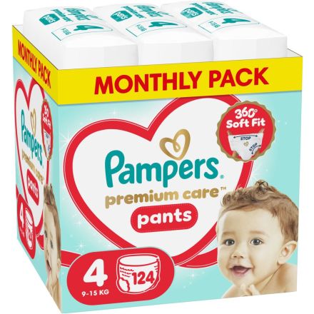 Пелени гащички Premium Care Pants размер 4, 9-15 кг, 124 бр