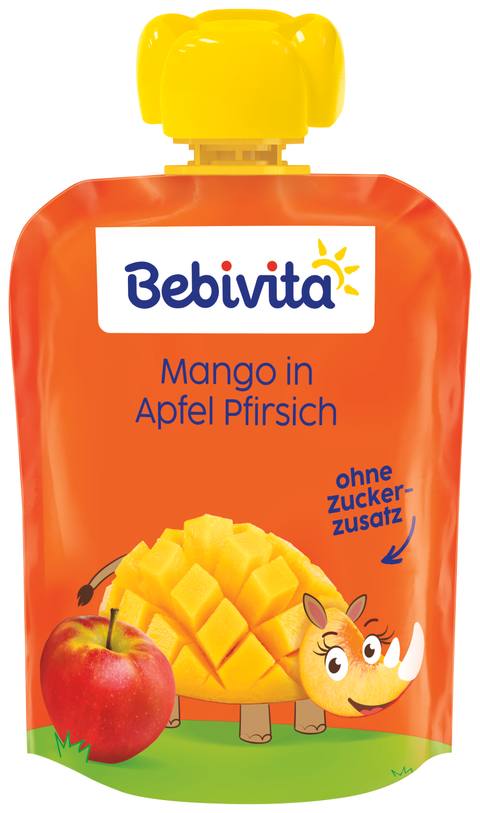 Пюре в пауч Bebivita манго в ябълка и праскова 90 г
