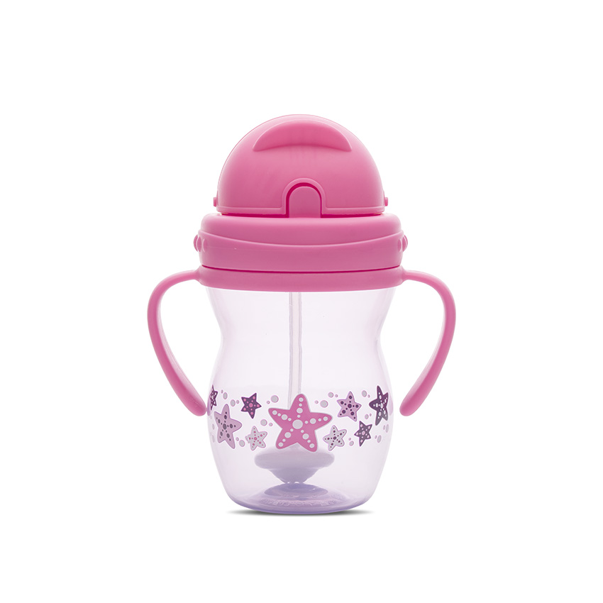 Чаша с дръжки и сламка PINK/PURPLE 12m+
