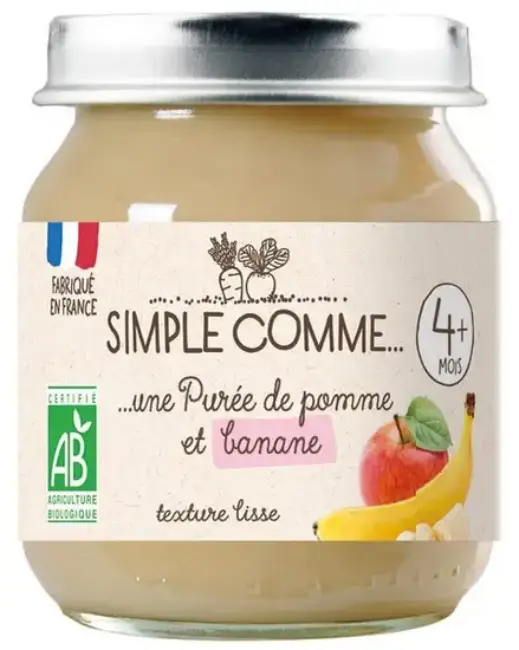 Бебешко пюре Simple Comme с ябълка и банан 4m+