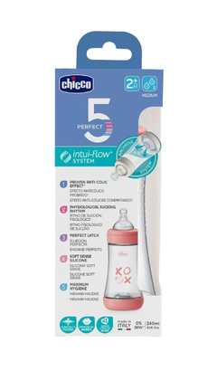 Бебешко шише Chicco Perfect 5 за момичета, 240 мл