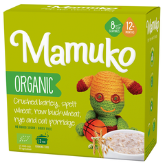 Бебешка каша Organic Crushed barley, spelt wheat, raw buckwheat, rye and oat porridge 8 порции