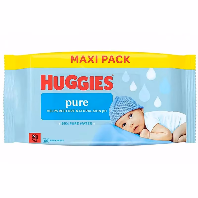 Мокри кърпички Huggies Pure Maxi Pack 60 бр