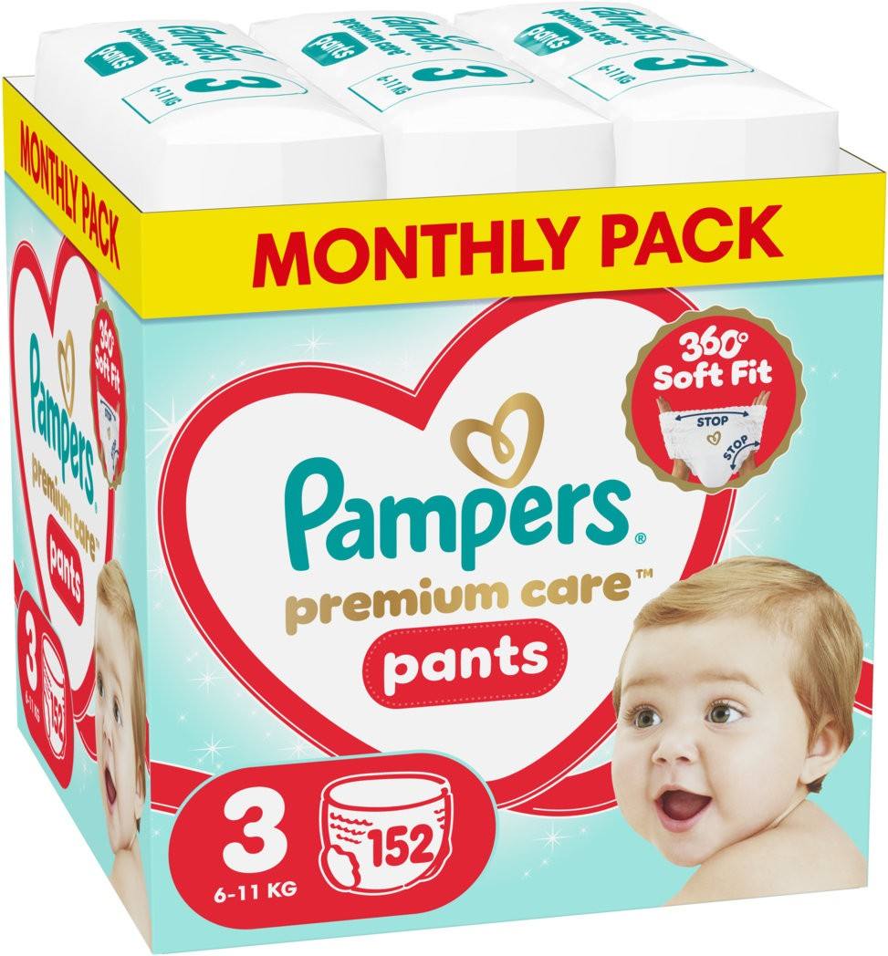 Бебешки пелени гащички Pampers Premium Care Pants размер 3, 6-11 кг, 152 бр