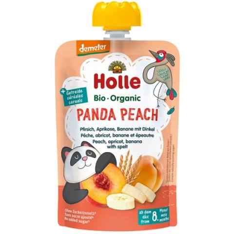 Бебешко пюре Holle Panda Peach био праскова, кайсия, банан и спелта 100 г