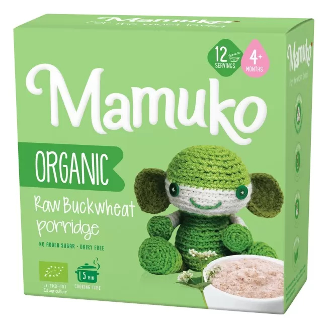Бебешка каша Mamuko Organic Raw Buckwheat Porridge 4+ м. 12 порции