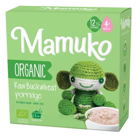 Бебешка каша Mamuko Organic Raw Buckwheat Porridge 4+ м. 12 порции