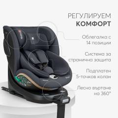 KikkaBoo i-Twist 2026 стол за кола i-Size 40-150 см, черен