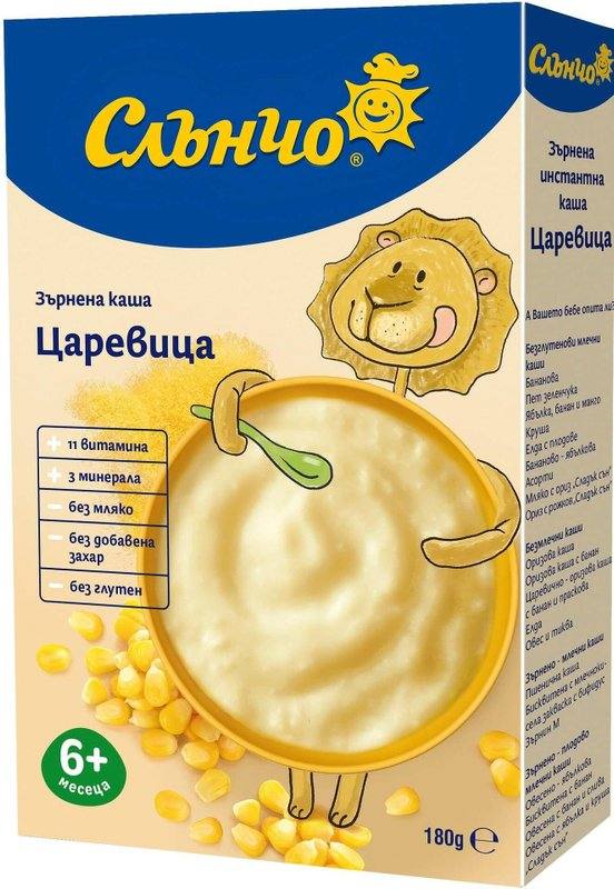 Бебешка зърнена каша Слънчо царевица 180 г 6м+