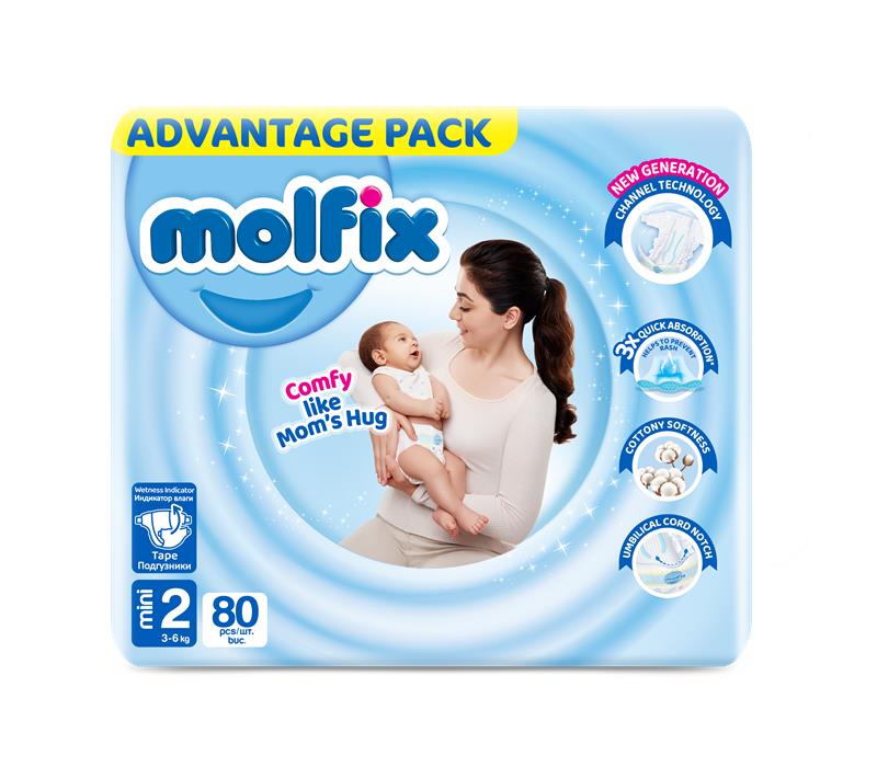 Пелени за еднократна употреба Molfix Mini 2 3-6 кг 80 бр.