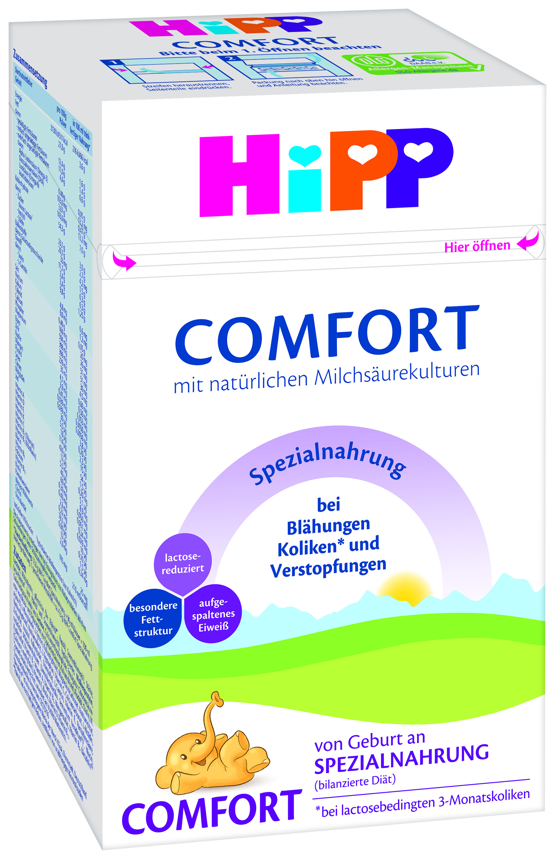 Адаптирано мляко Hipp Comfort за бебета с колики и запек от раждането