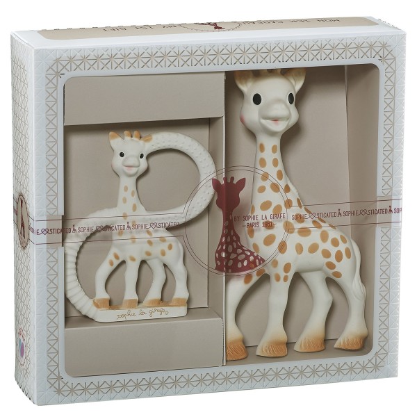 Подаръчен комплект Sophie la Girafe Sophisticated с чесалка и картичка