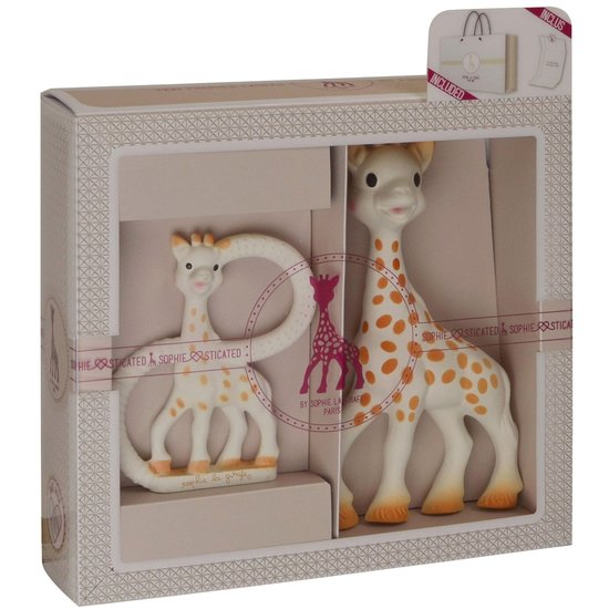 Подаръчен комплект Sophie la Girafe Sophisticated с чесалка и картичка