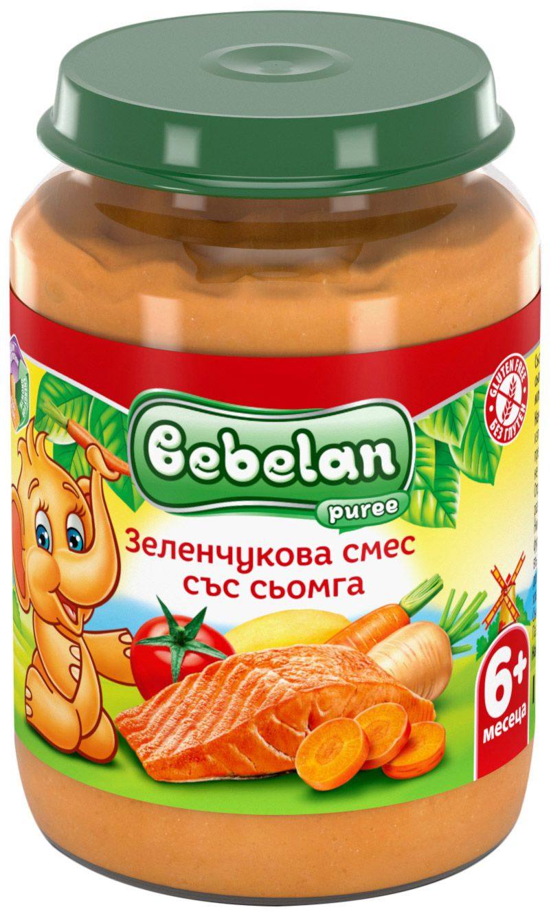 Бебешко пюре зеленчукова смес със сьомга 190 г.