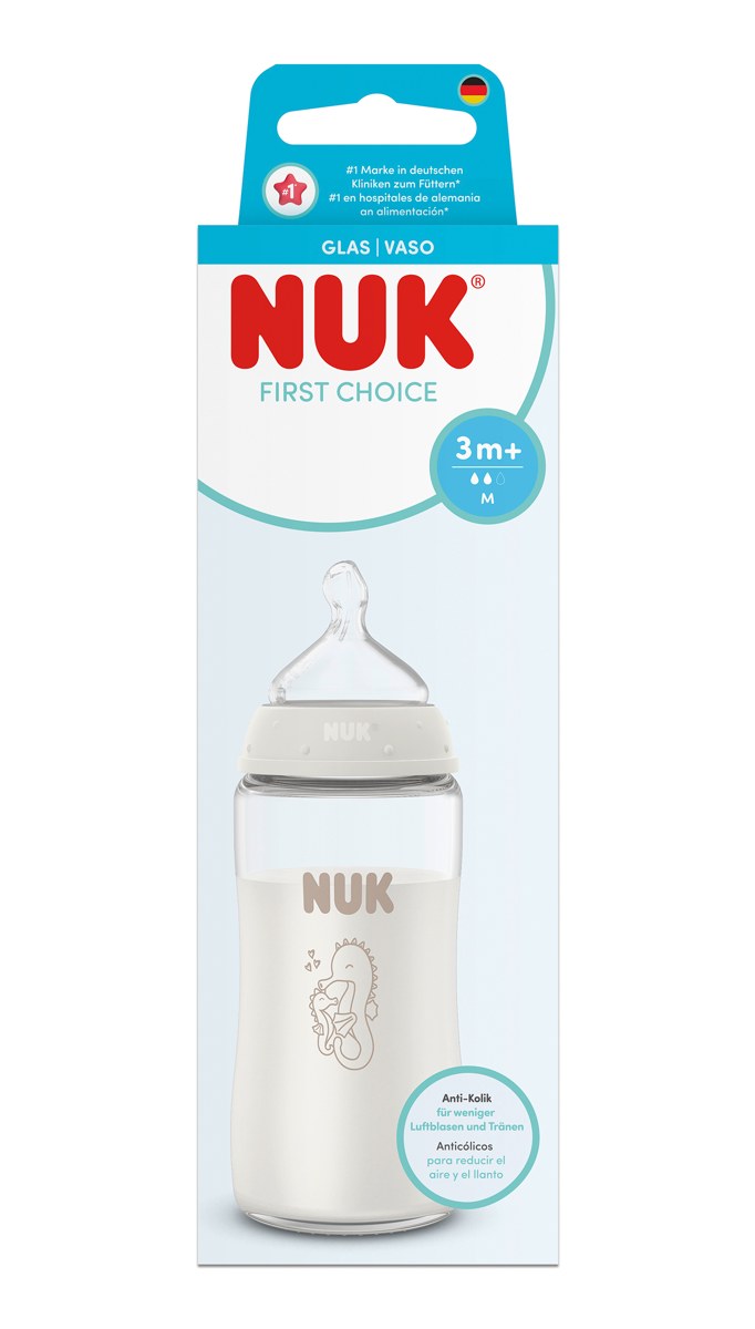 Бебешко шише NUK First Choice стъклено 3m+