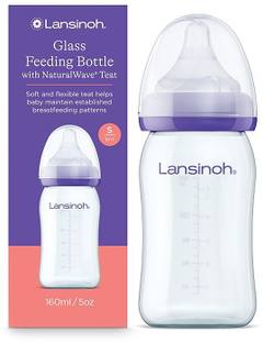 Стъклено шише с биберон Lansinoh NaturalWave, 1 м+, 160 мл