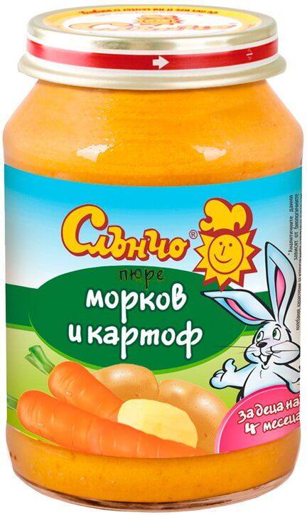Бебешко пюре Слънчо морков и картоф 4+ месеца