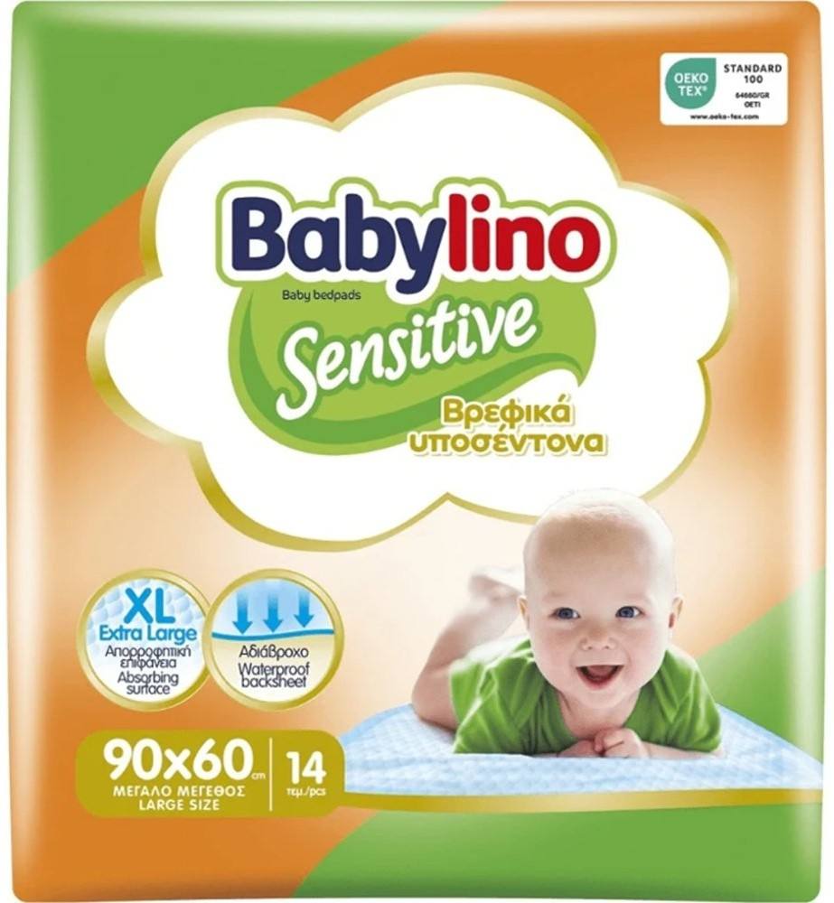 Бебешки подложки за еднократна употреба Babylino Sensitive XL 90x60 см 14 бр
