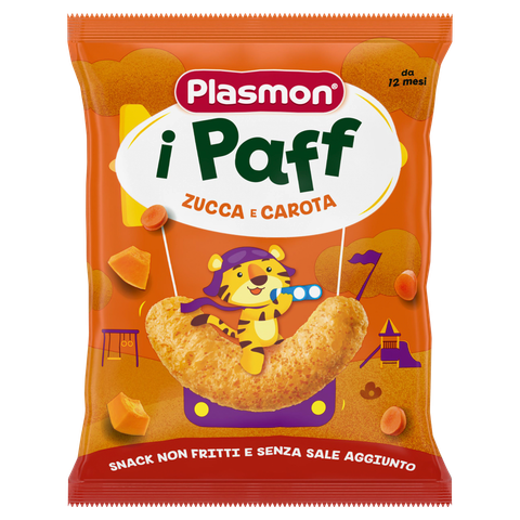 Бебешки снакс Plasmon Paff тиква и морков 15 г