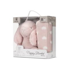 Бебешко одеяло Nappy Peach Blanket with Bunny 90x75 см