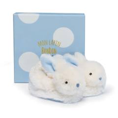 Бебешки пантофи Doudou Bonbon заек, сини, 0-6 месеца