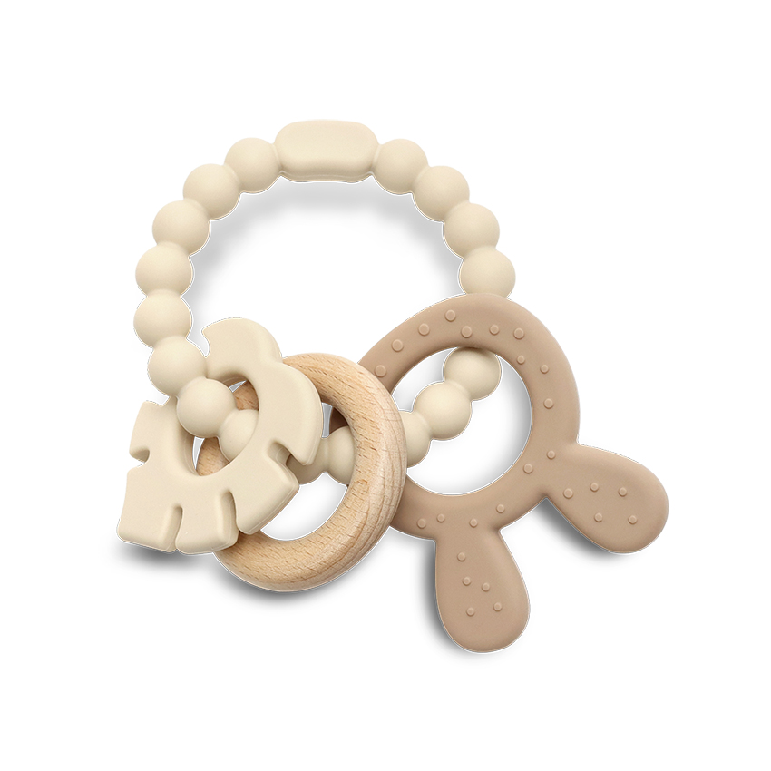 Силиконова гризалка с бук Silicone and Beech Teether Rabbit Beige