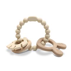 Силиконова гризалка с бук Silicone and Beech Teether Rabbit Beige