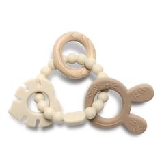 Силиконова гризалка с бук Silicone and Beech Teether Rabbit Beige