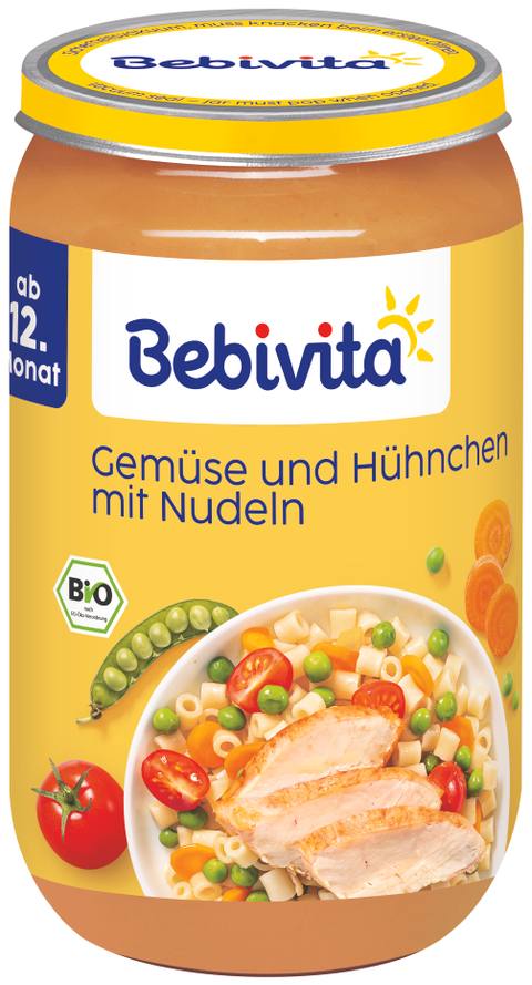 Бебешко пюре Bebivita зеленчуци и пиле с юфка 250г.